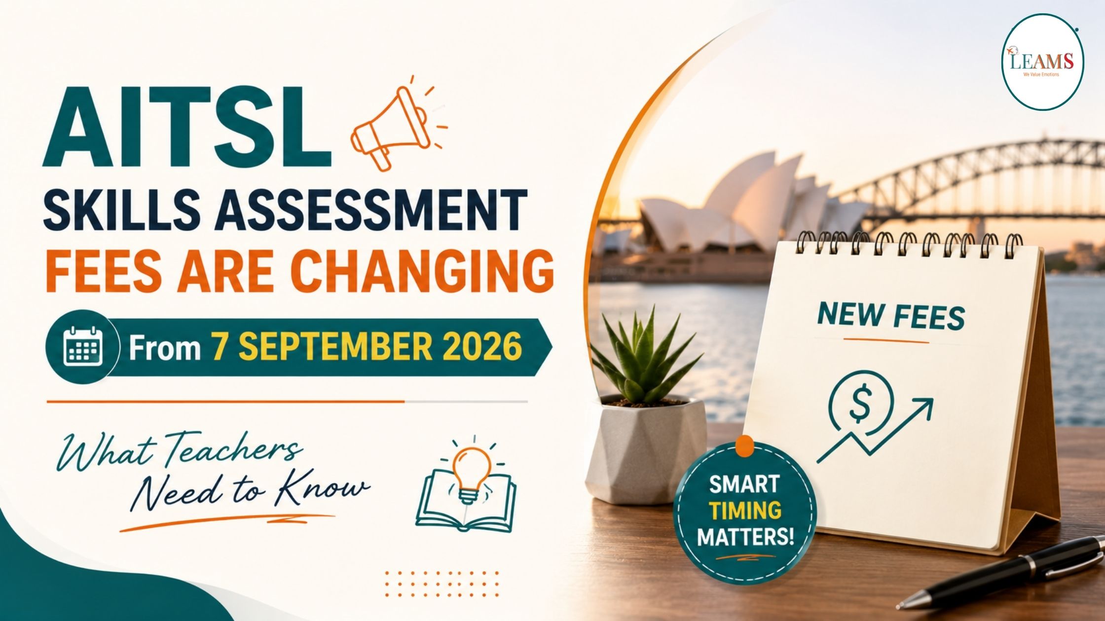 AITSL skills assessment fee increase notice from AUD 1154 to AUD 1198 effective 7 September 2026 for teacher migration to Australia