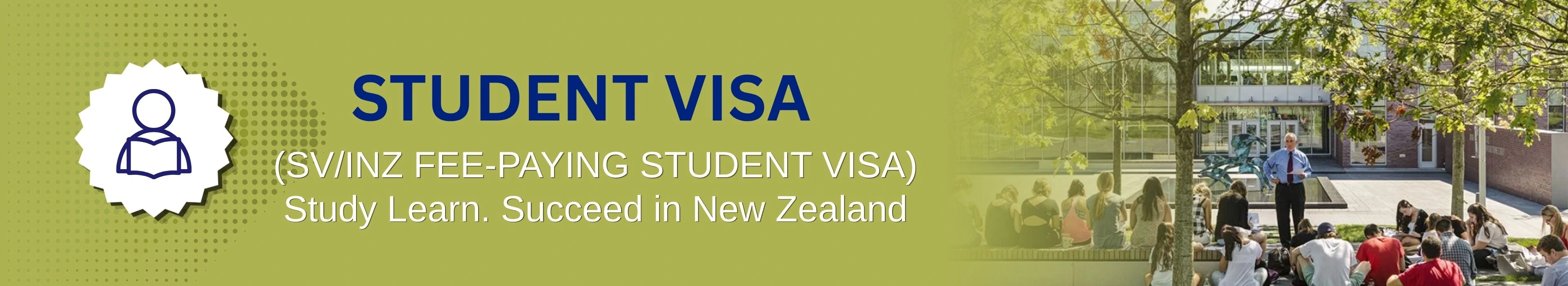 International student studying at a New Zealand university campus under the Student Visa pathway.